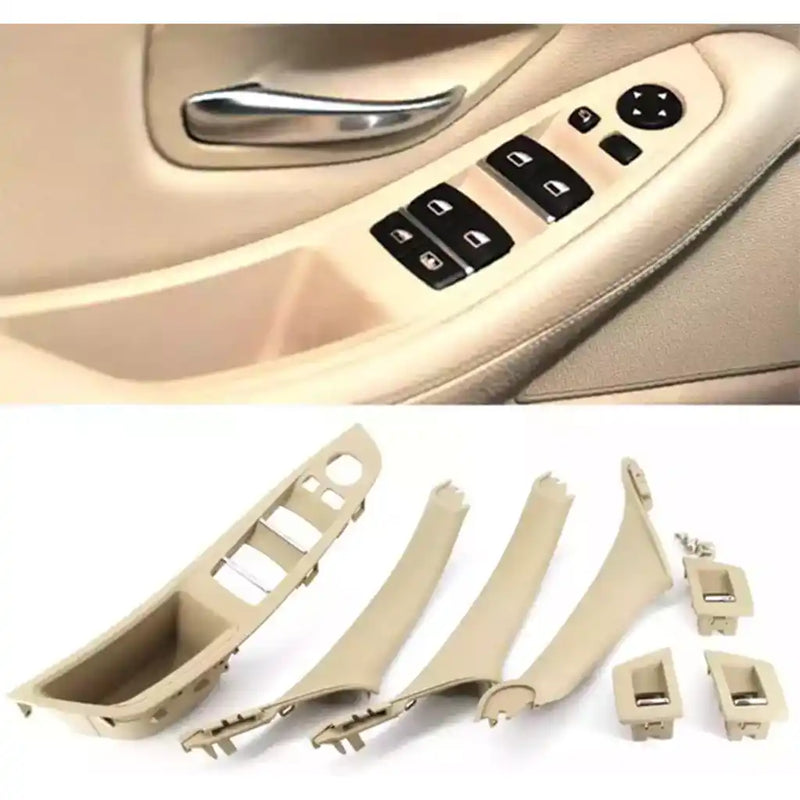 BMW 5 Series Beige Inner Door Pull Handle Cover Armrest Window Switch Panel Set F10