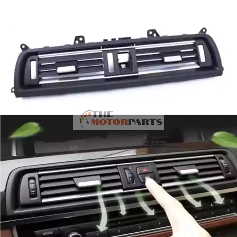BMW 5 Series F10 Sedan 2010-2016 Black Central AC Vent Grille With Chrome 64229209136 64229197489 64229192897-1