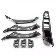 BMW 5 Series Sedan Carbon Fiber Inner Door Pull Handle Cover with Aremrest and Window Switch Panel Set F10