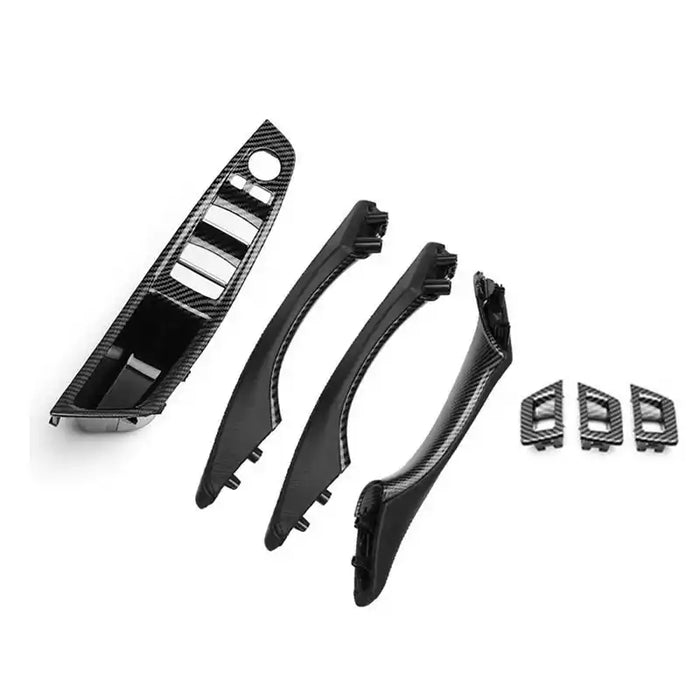 BMW 5 Series Sedan Carbon Fiber Inner Door Pull Handle Cover with Aremrest and Window Switch Panel Set F10