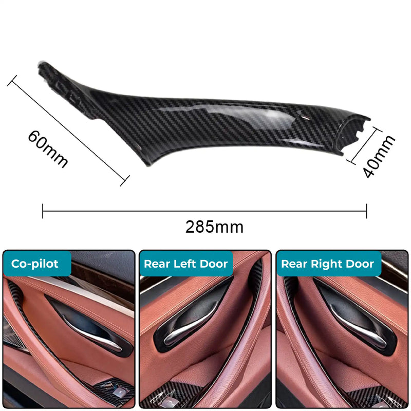 BMW 5 Series Sedan Carbon Fiber Inner Door Pull Handle Cover with Aremrest and Window Switch Panel Set F10