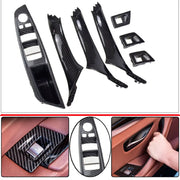 BMW 5 Series Sedan Carbon Fiber Inner Door Pull Handle Cover with Aremrest and Window Switch Panel Set F10